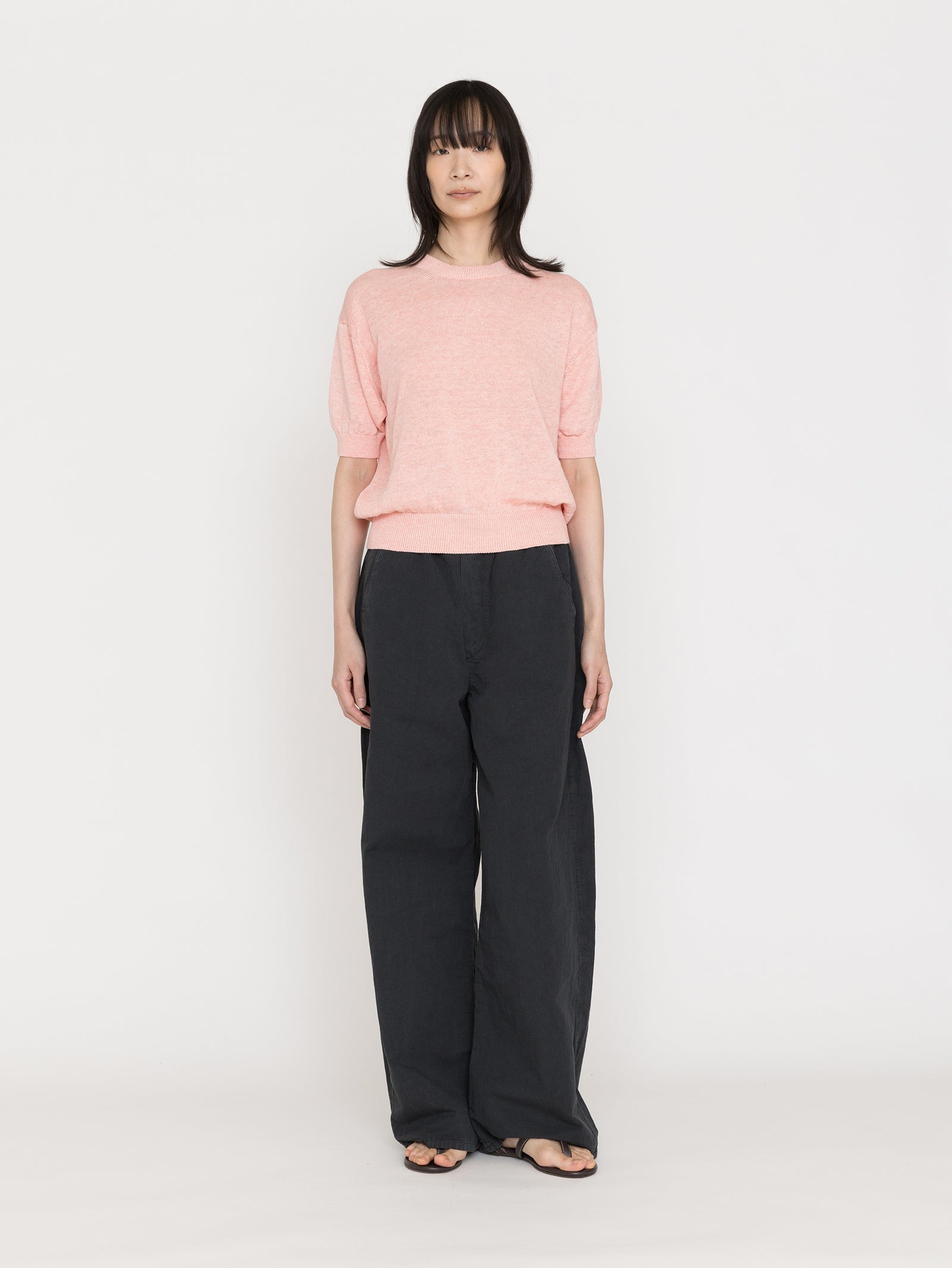 BATONER | WASHED HIGH COUNT LINEN CREW NECK SHORT SLEEVE BN-26SL