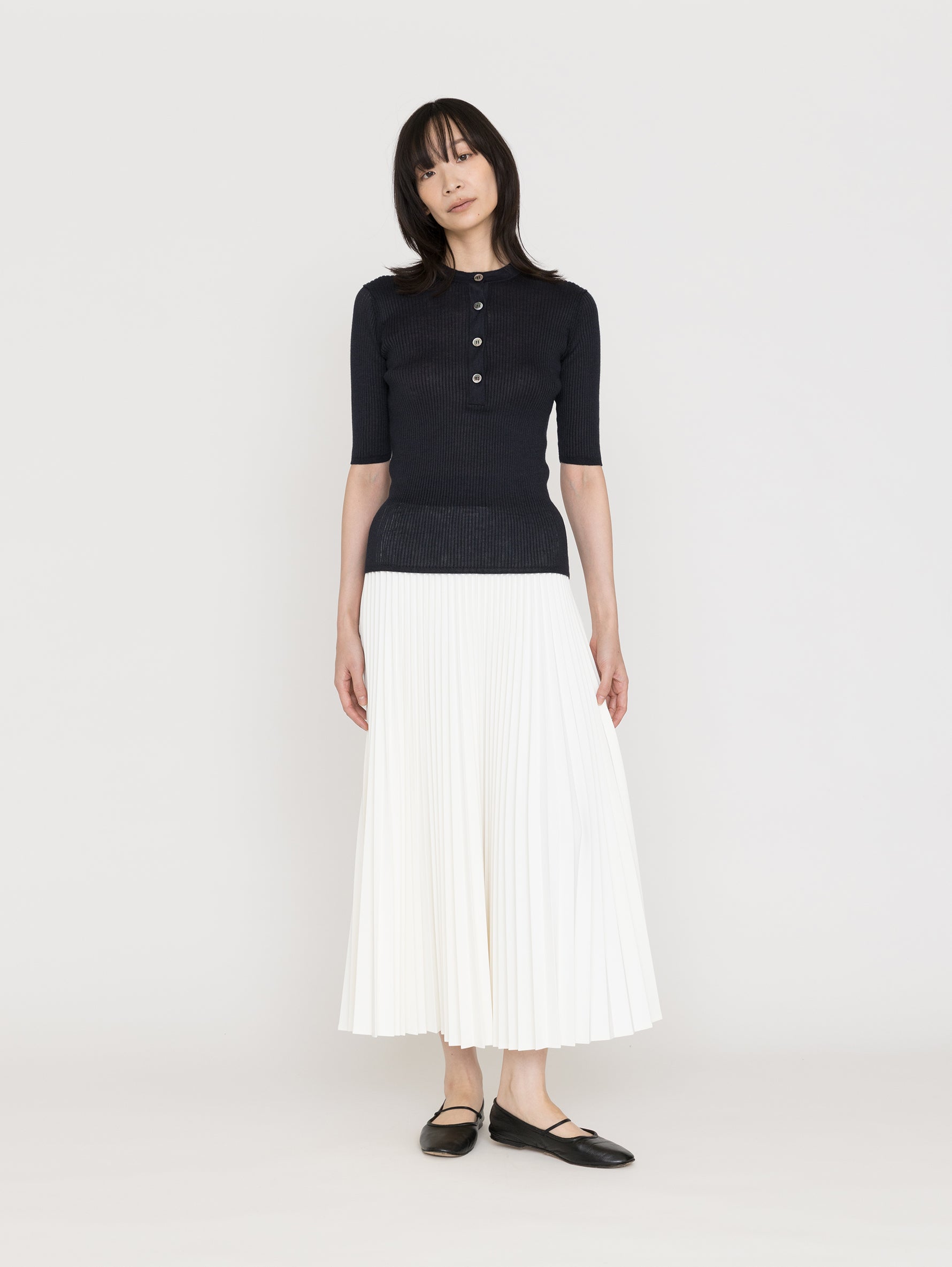 BATONER | CHOMA RIB HENLEY NECK HALF SLEEVE BN-26SL-043