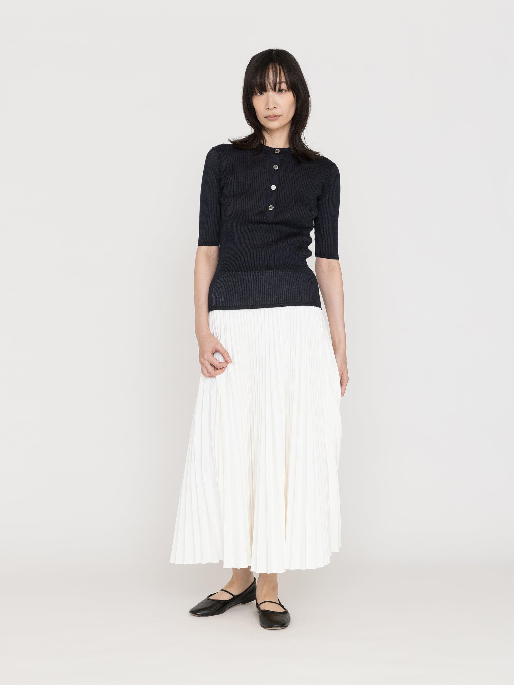 BATONER | CHOMA RIB HENLEY NECK HALF SLEEVE BN-26SL-043