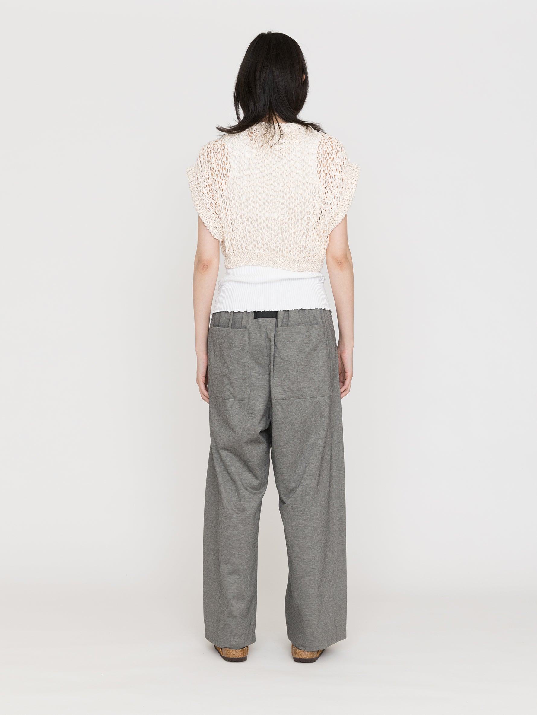 MAYDI | ENTRELAZADO Honeycomb net stitch ribbed neck and hem Top(For Women)
