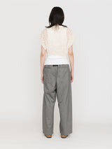 MAYDI | ENTRELAZADO Honeycomb net stitch ribbed neck and hem Top(For Women)