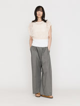 MAYDI | ENTRELAZADO Honeycomb net stitch ribbed neck and hem Top(For Women)