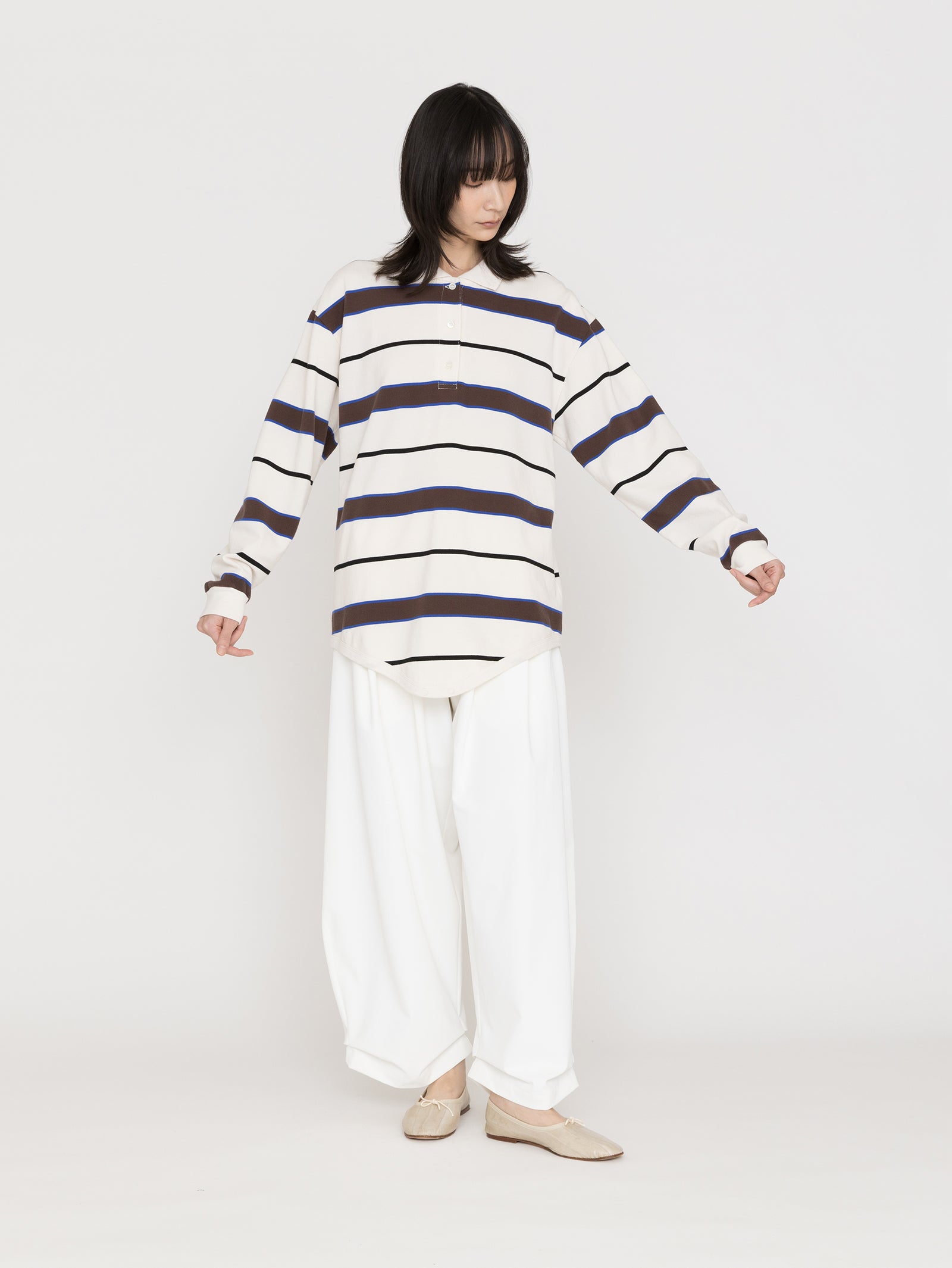 TanC TOKYO | PIQUE BORDER POLO ROMPERS TC26A-008 – H+HELIOTROPE