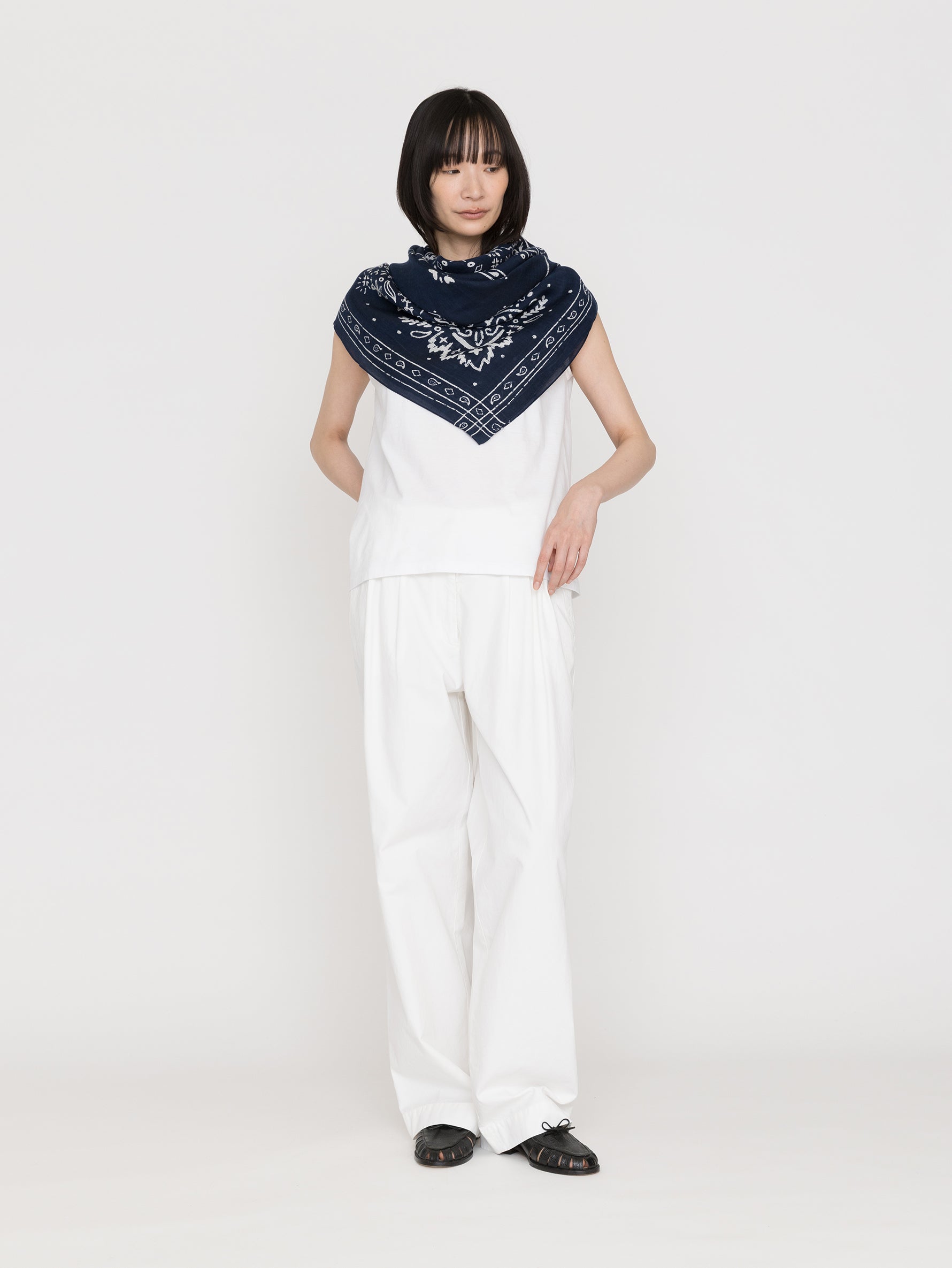 manipuri | ＜別注 コットンシルクストール＞メドウバンダナ NAVY