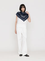 【予約商品】manipuri | ＜別注 コットンシルクストール120＞メドウバンダナ NAVY×white 0161333800