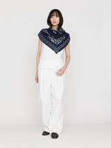 【予約商品】manipuri | ＜別注 コットンシルクストール120＞メドウバンダナ NAVY×white 0161333800