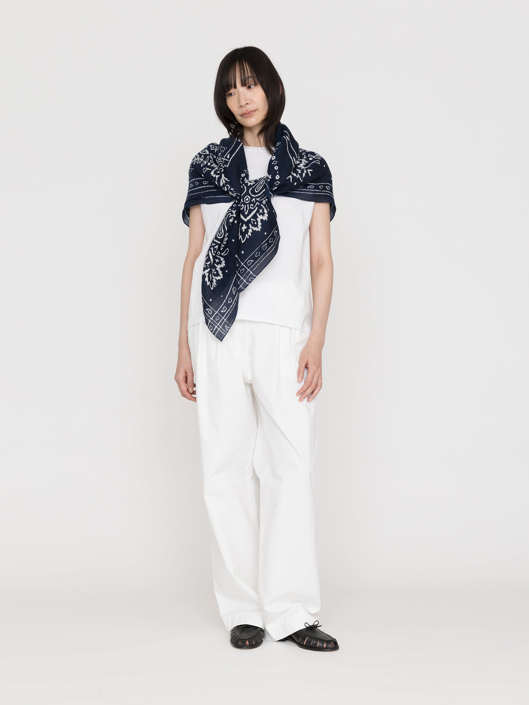 manipuri | ＜別注 コットンシルクストール＞メドウバンダナ NAVY