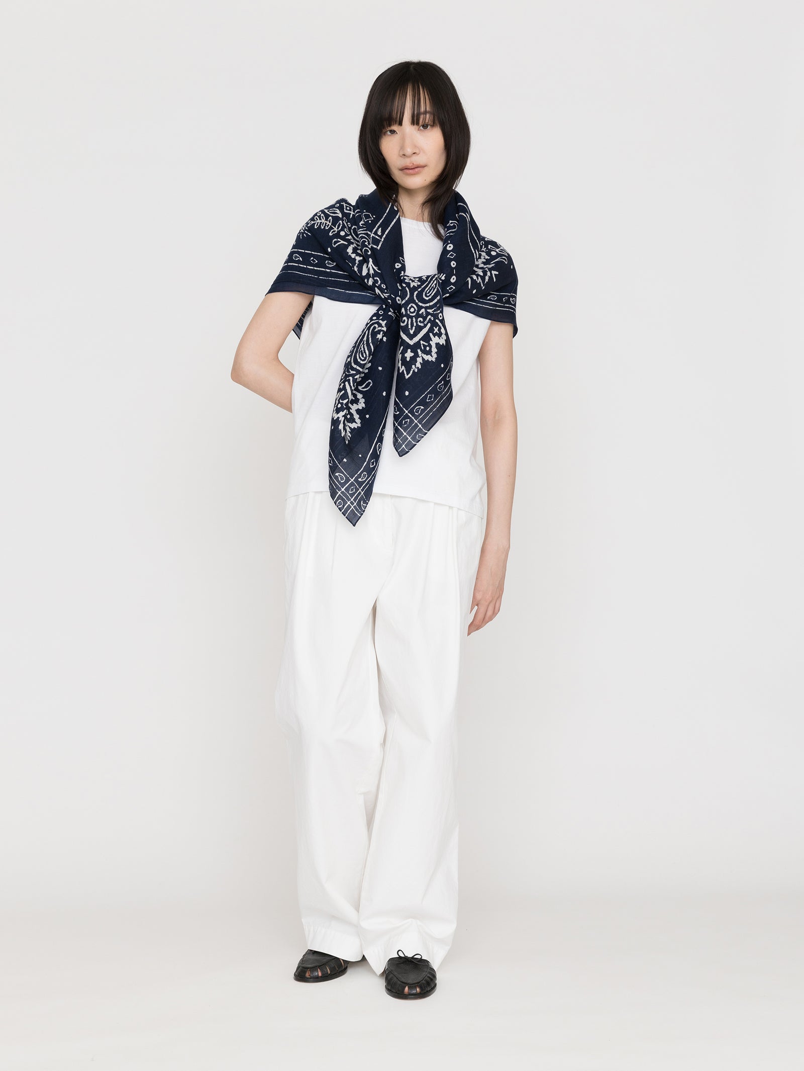 manipuri | ＜別注 コットンシルクストール＞メドウバンダナ NAVY