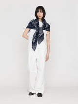 【予約商品】manipuri | ＜別注 コットンシルクストール120＞メドウバンダナ NAVY×white 0161333800