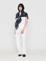 【予約商品】manipuri | ＜別注 コットンシルクストール120＞メドウバンダナ NAVY×white 0161333800