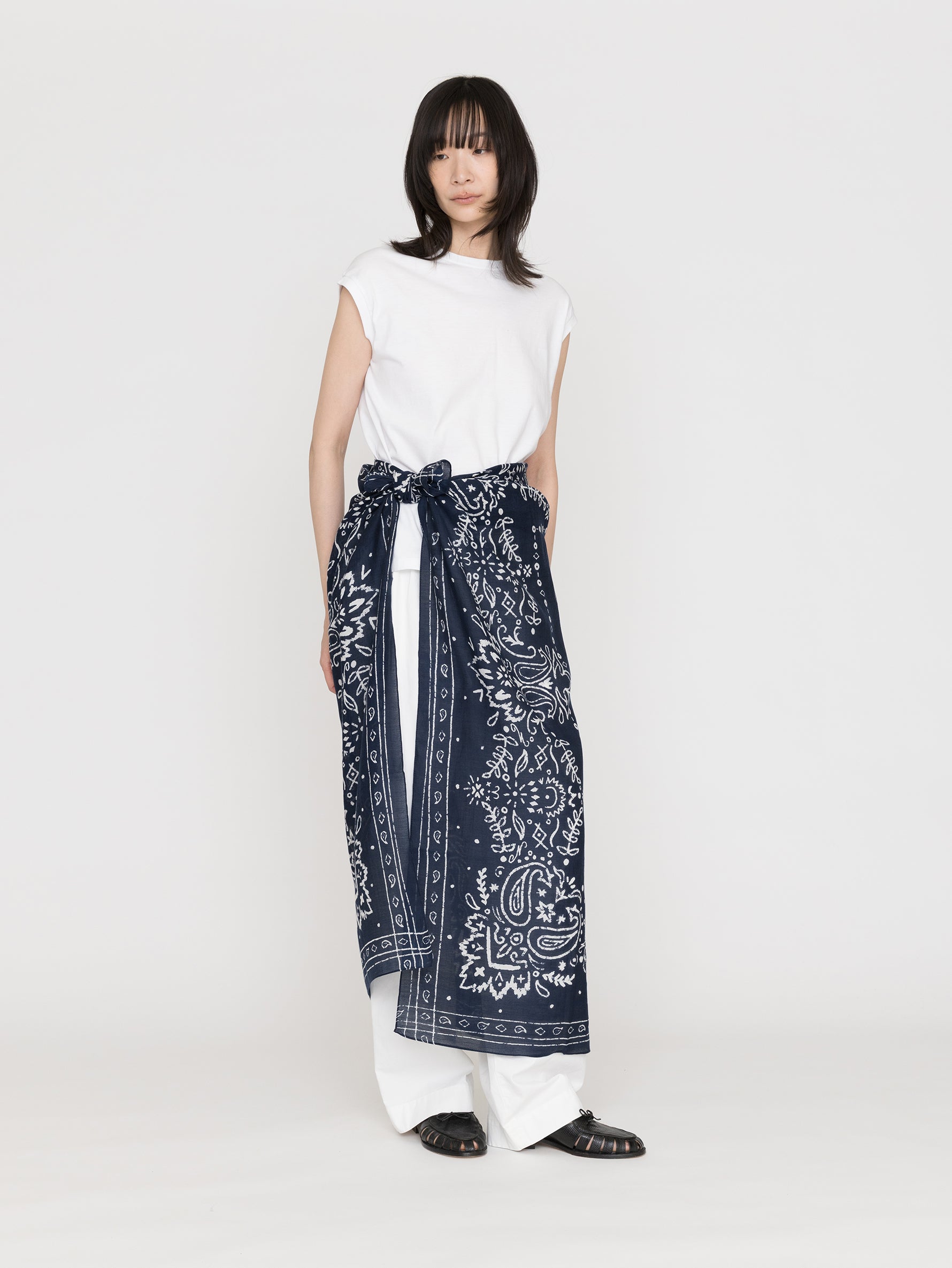 manipuri | ＜別注 コットンシルクストール＞メドウバンダナ NAVY