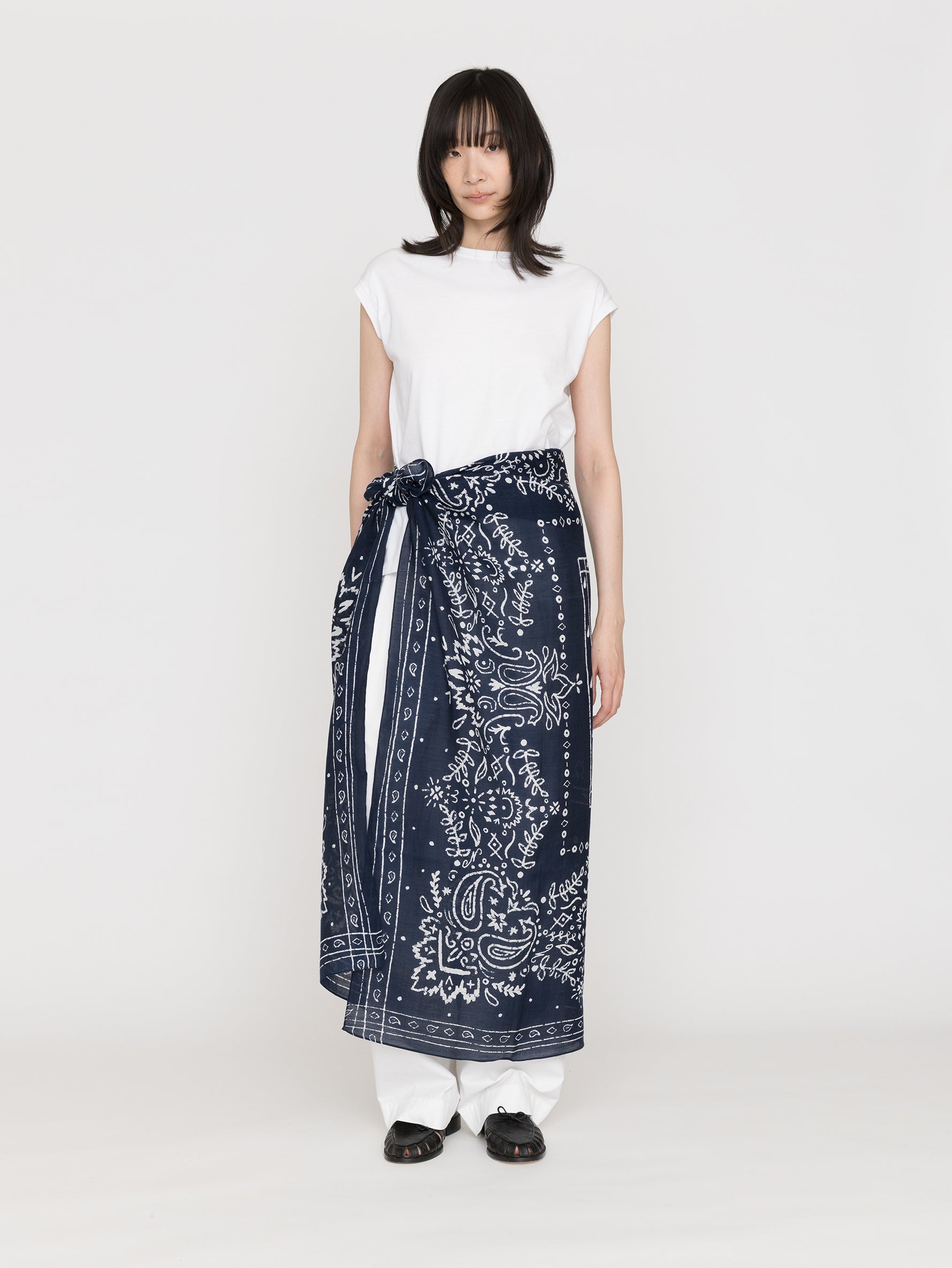 manipuri | ＜別注 コットンシルクストール＞メドウバンダナ NAVY