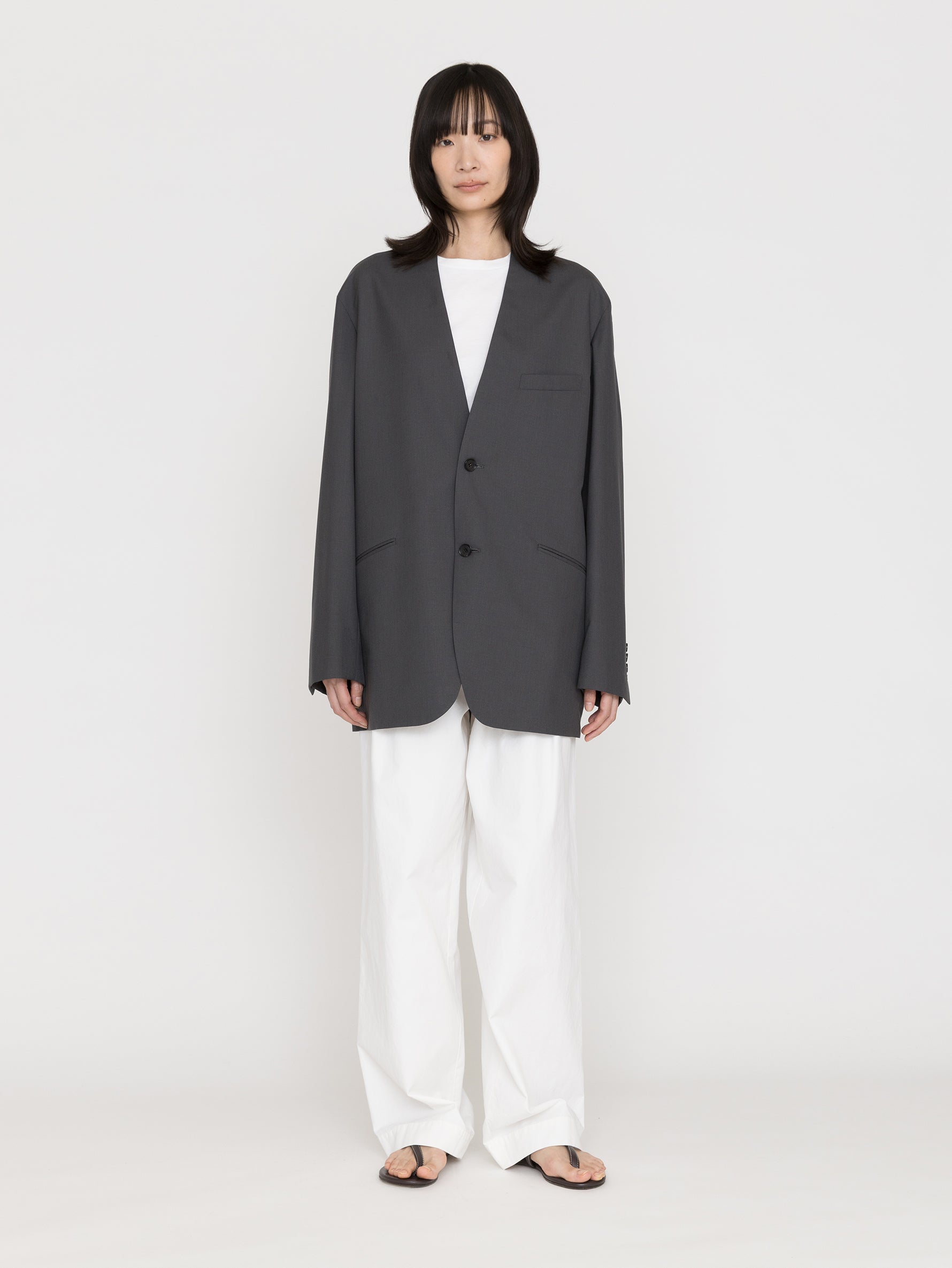 BOWTE | EXTRA FINE WORSTED TOROPICAL COLLARLESS TAILORD JACKET 261-06-0005