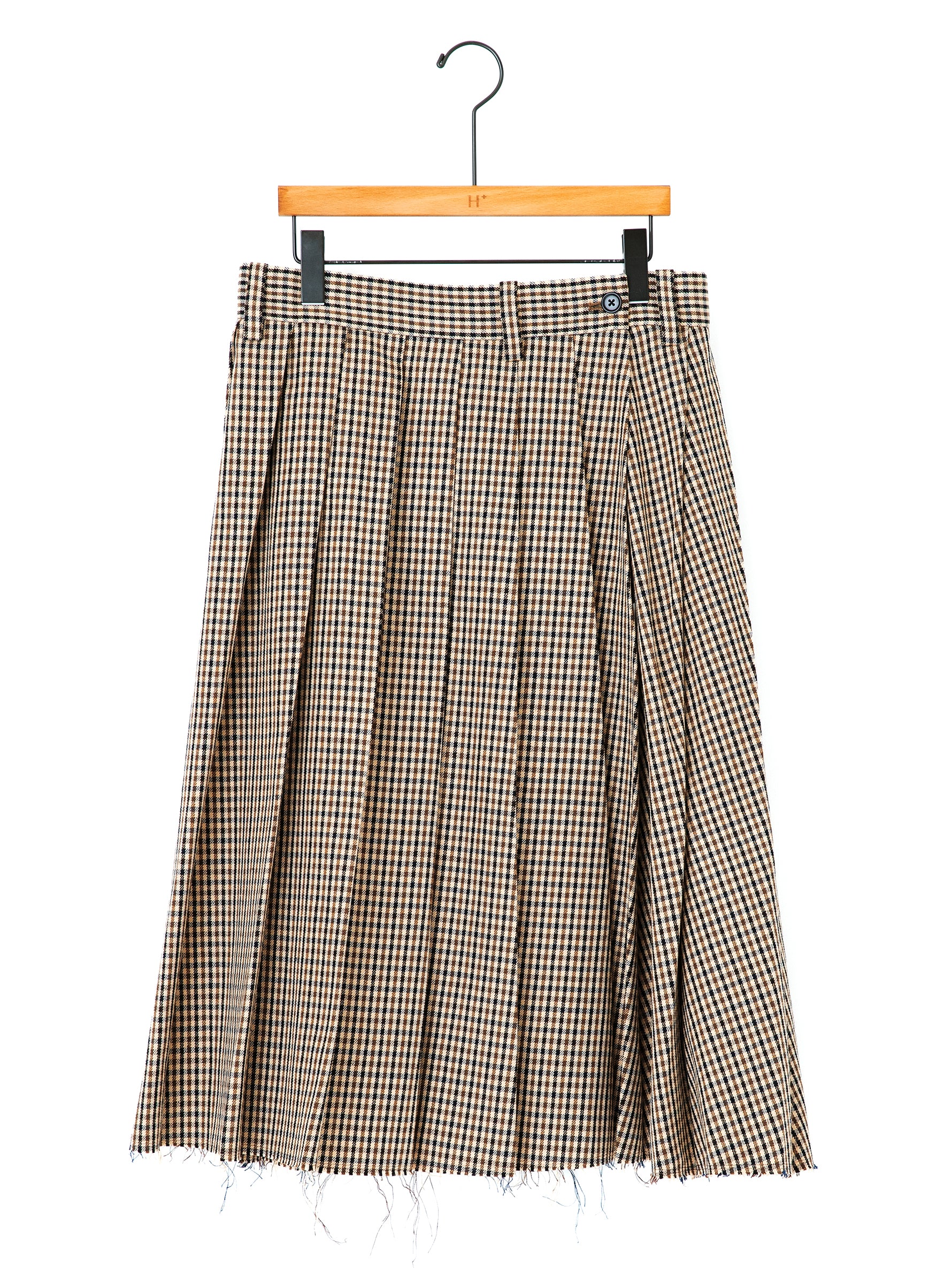 Lâchement| ウールリネンガンクラブチェックプリーツスカート L22AW-SK27