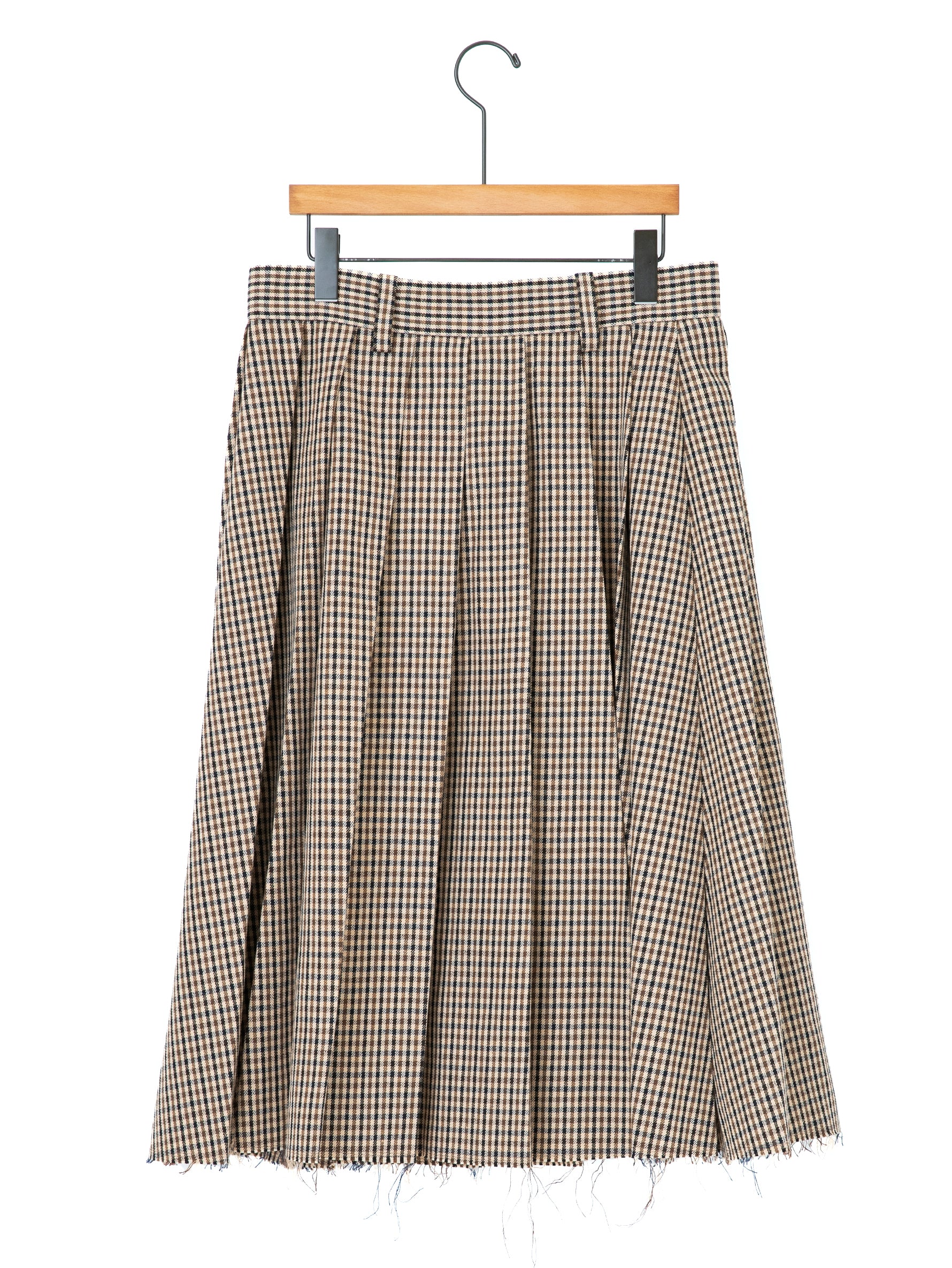 Lâchement| ウールリネンガンクラブチェックプリーツスカート L22AW-SK27