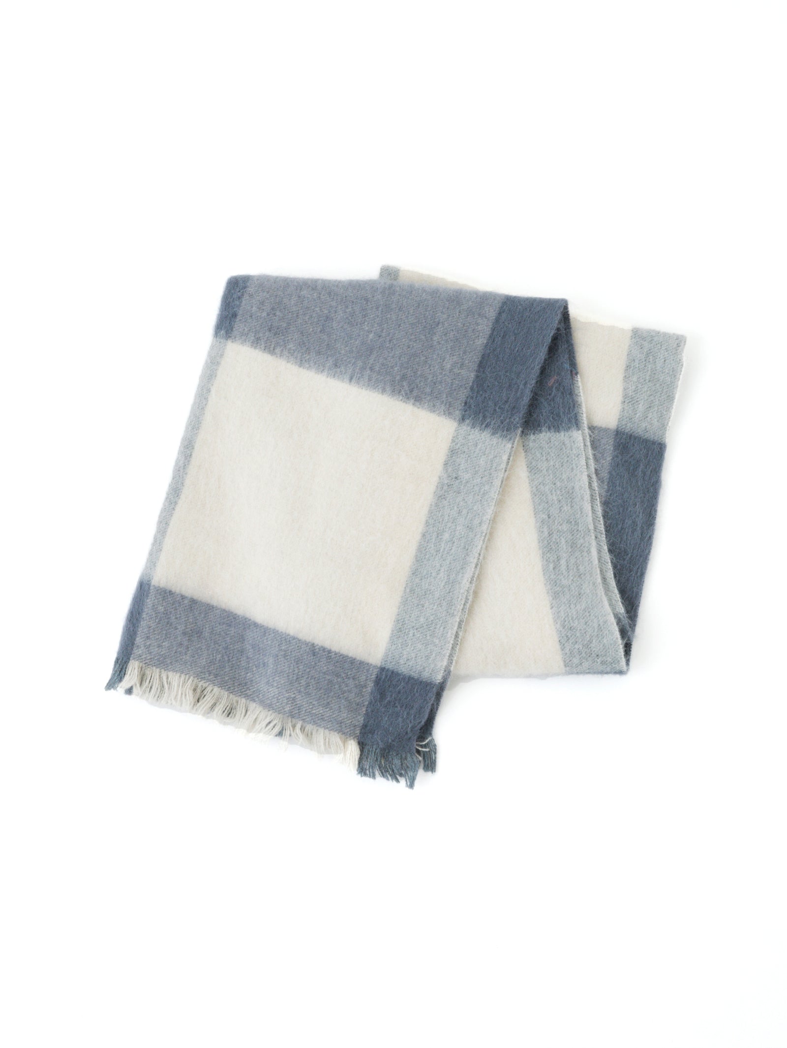 ASAUCE MELER ヤクアルパカ ブロックチェック シャギーストール ASAUCE MELER | ヤクアルパカブロックチェックシャギーストール – H+