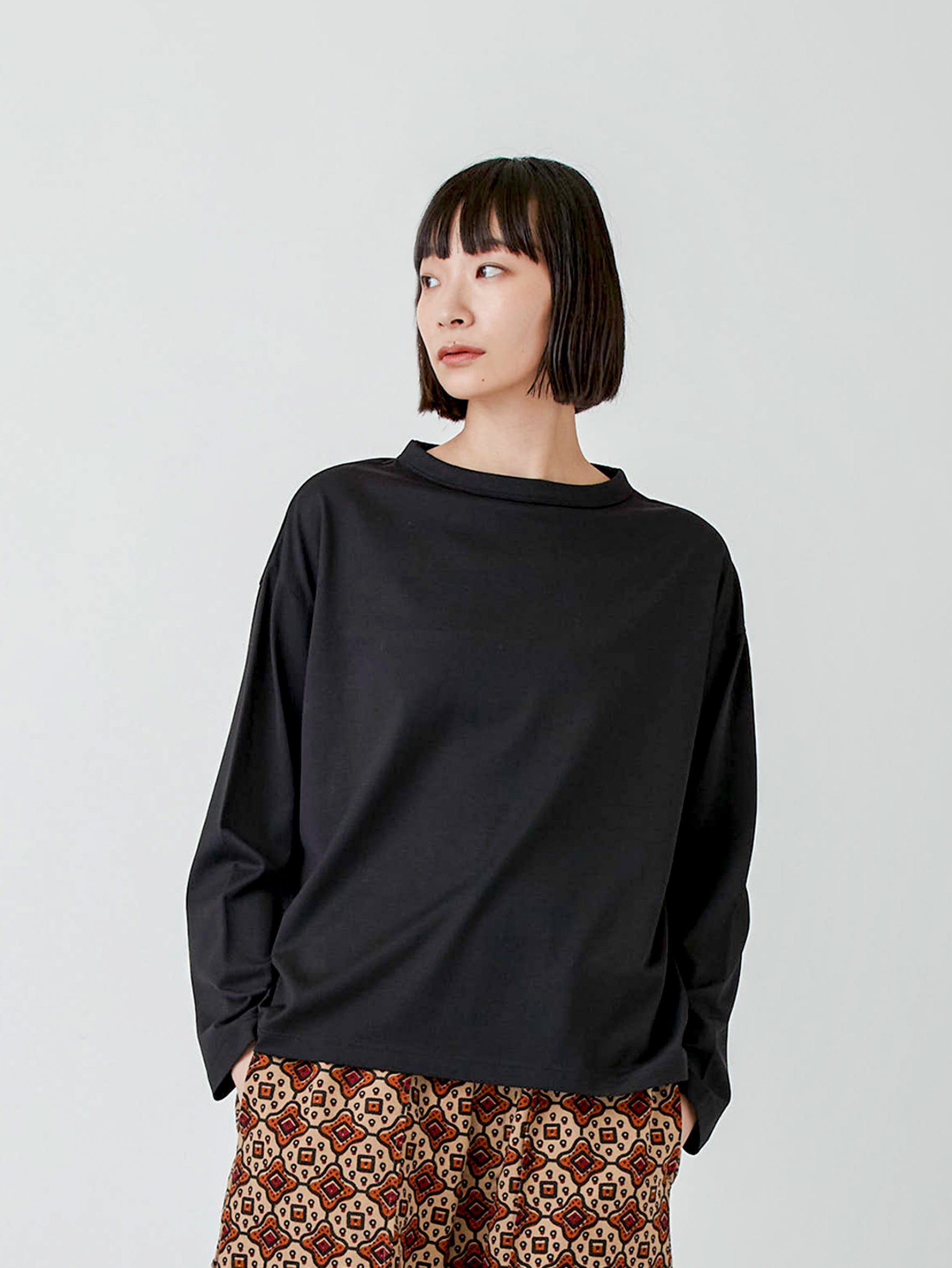 handvaerk | 60/2 ボトルネック長袖Tシャツ #6116