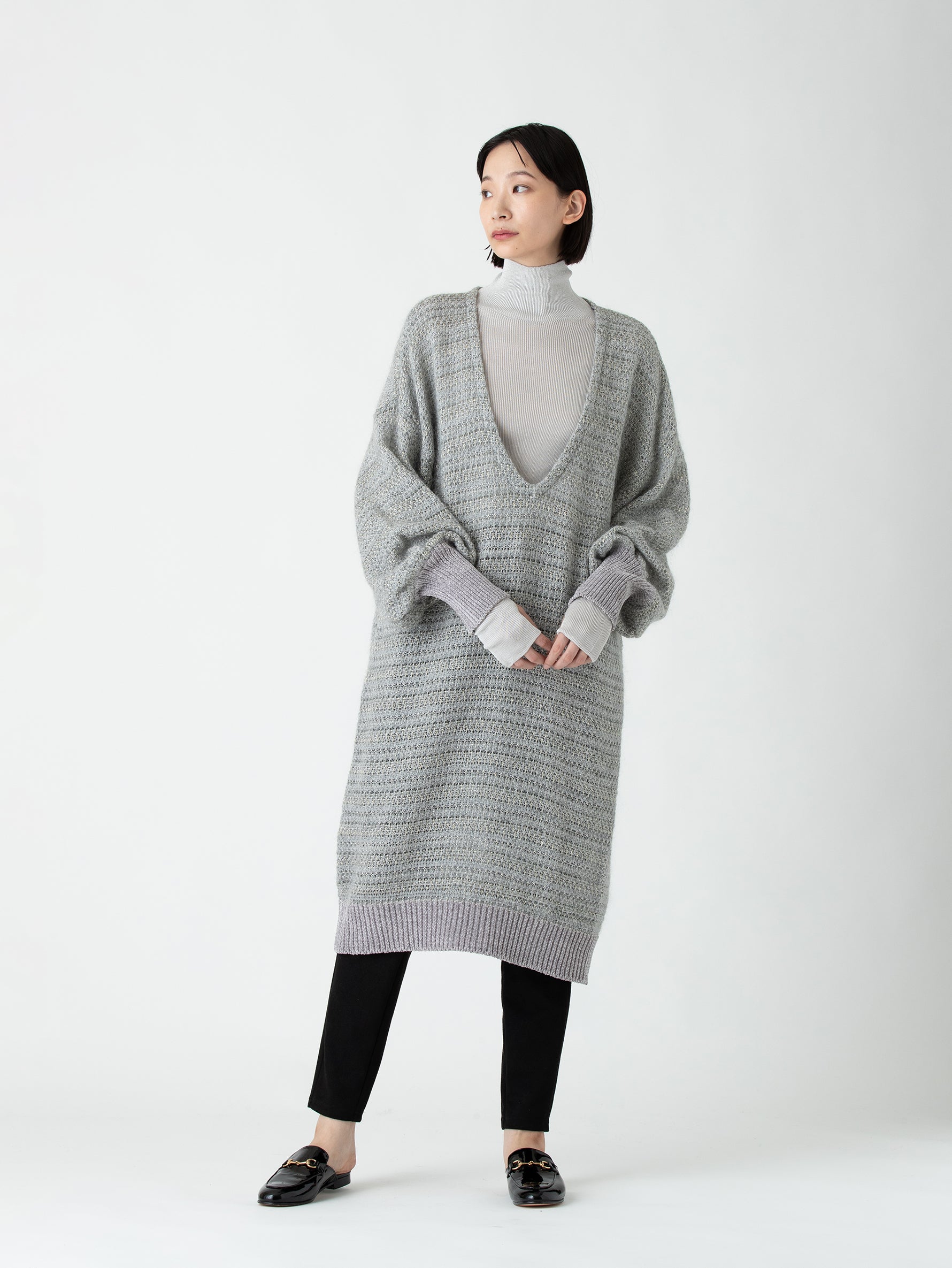enrica | ラメボーダーマキシ丈ワンピース KNIT163