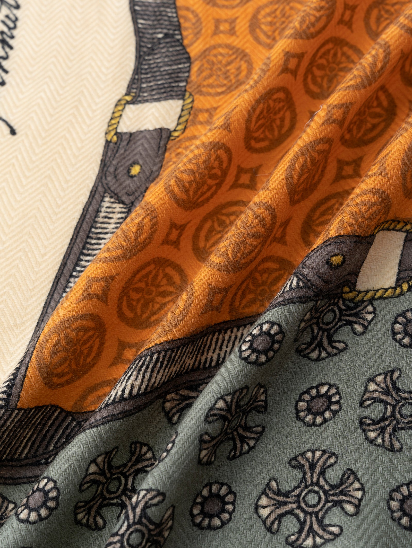 manipuri | ＜ウールシルクストールヘリンボーン織120＞クレストベルト