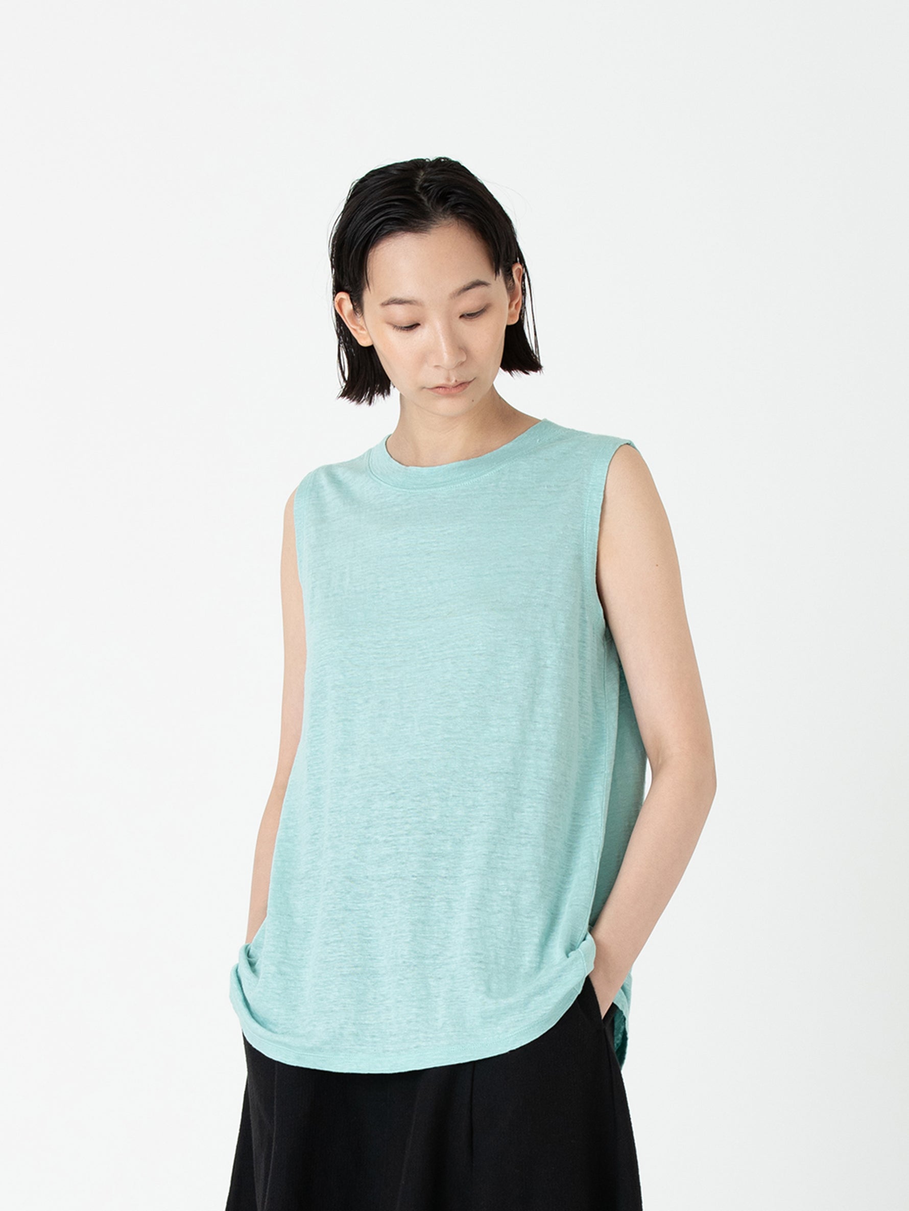 BATONER | WASHED LINEN A-LINE NO SLEEVE BN-24SL-062