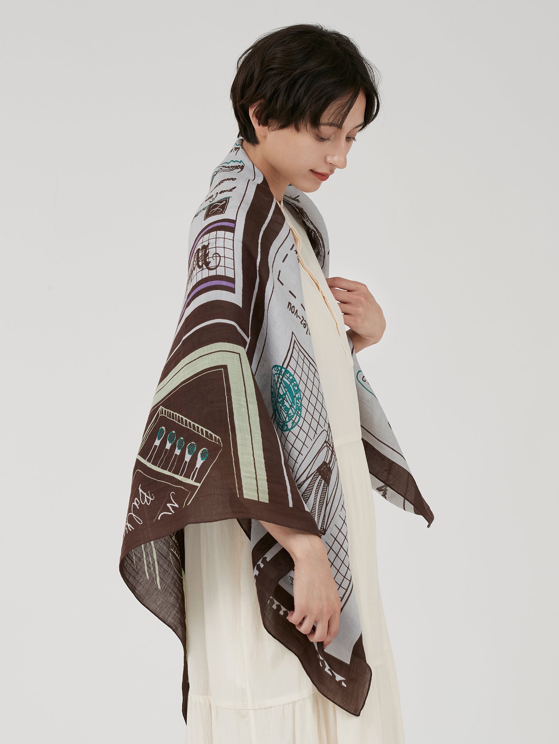 manipuri | ＜コットンシルクストール120＞ニュースペイパー 0141333004