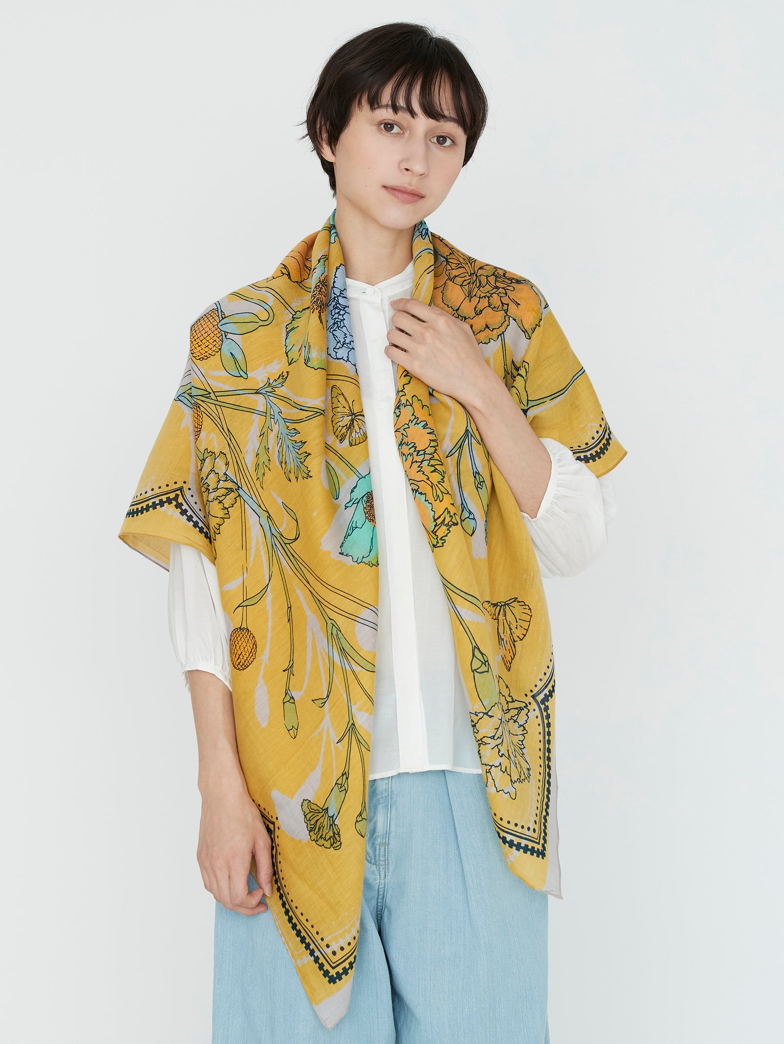 新品未使用manipuri ブルームリネンコットンシルク コットンシルクストール120＞フラミンゴ – manipuri