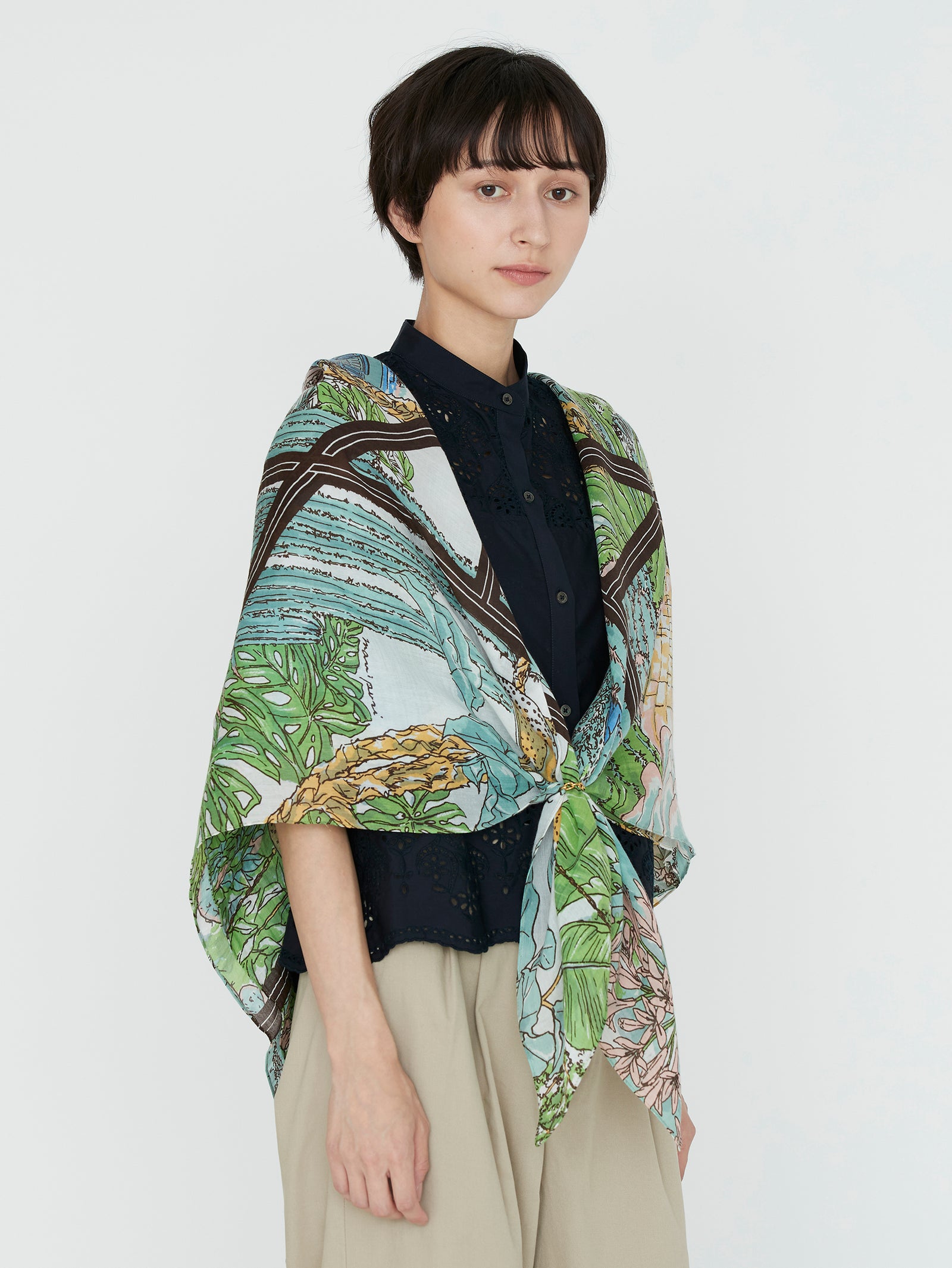 manipuri | ＜コットンシルクストール120＞サキュレントガーデン