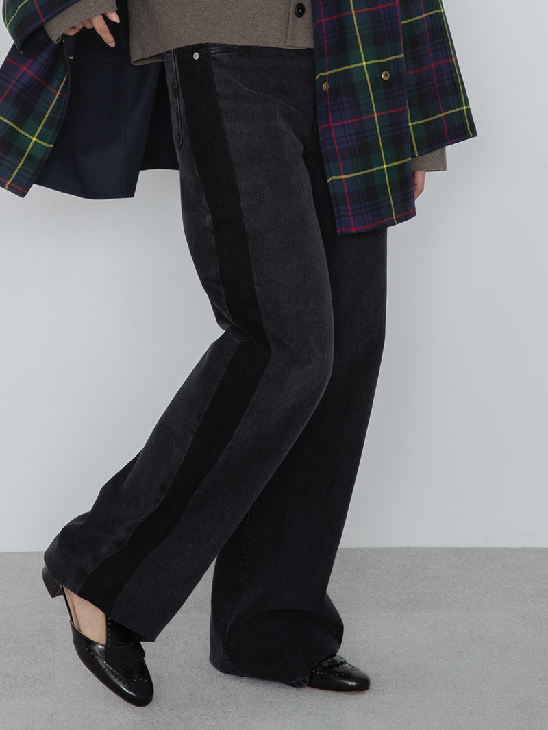 CITIZENS of HUMANITY | サイドラインデニムパンツ AYLA BAGGY WITH TUXED STRIPE IN BLACK SALT