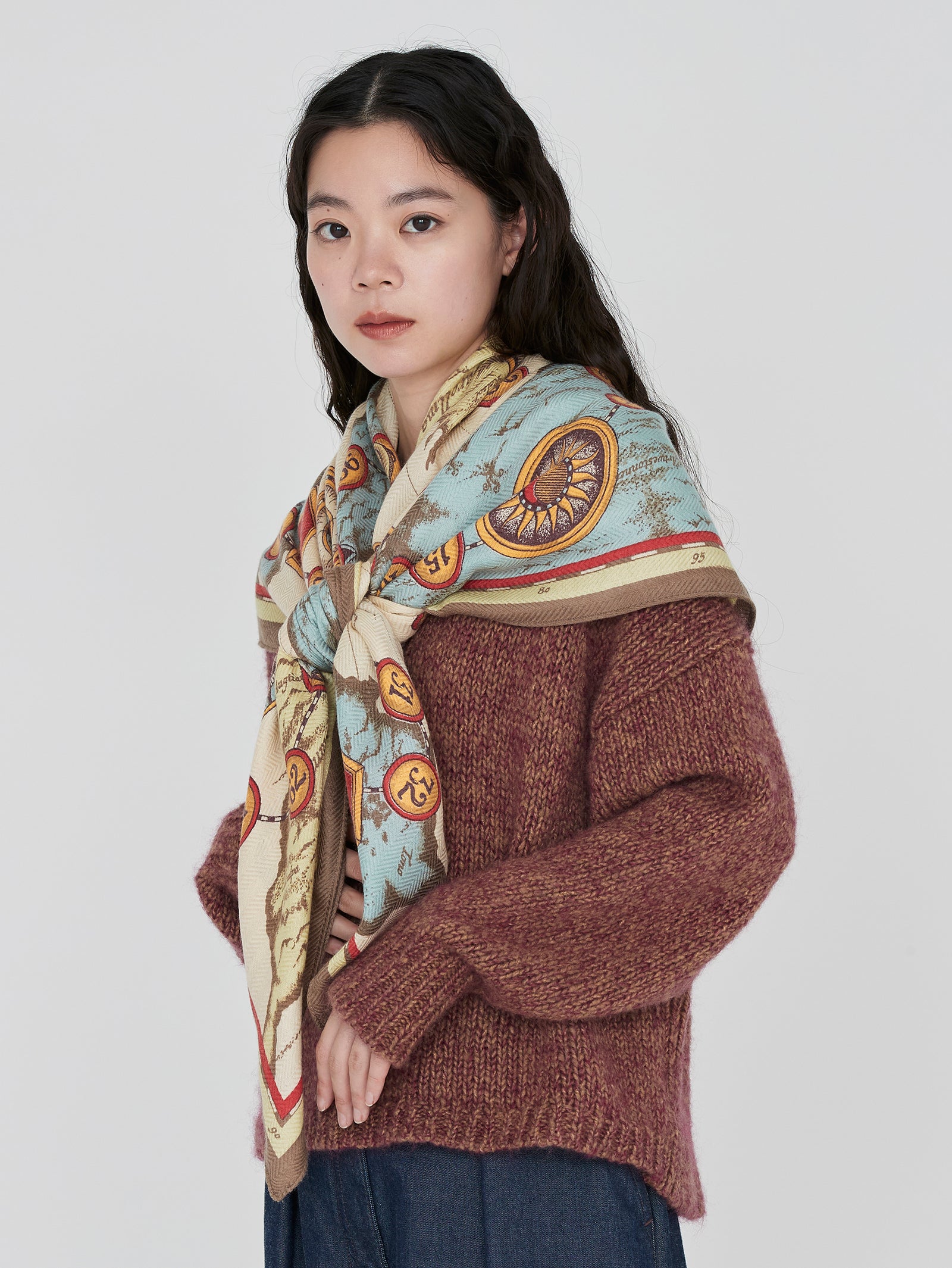 manipuri | ＜ウールシルクストールヘリンボーン織120＞モノポリ