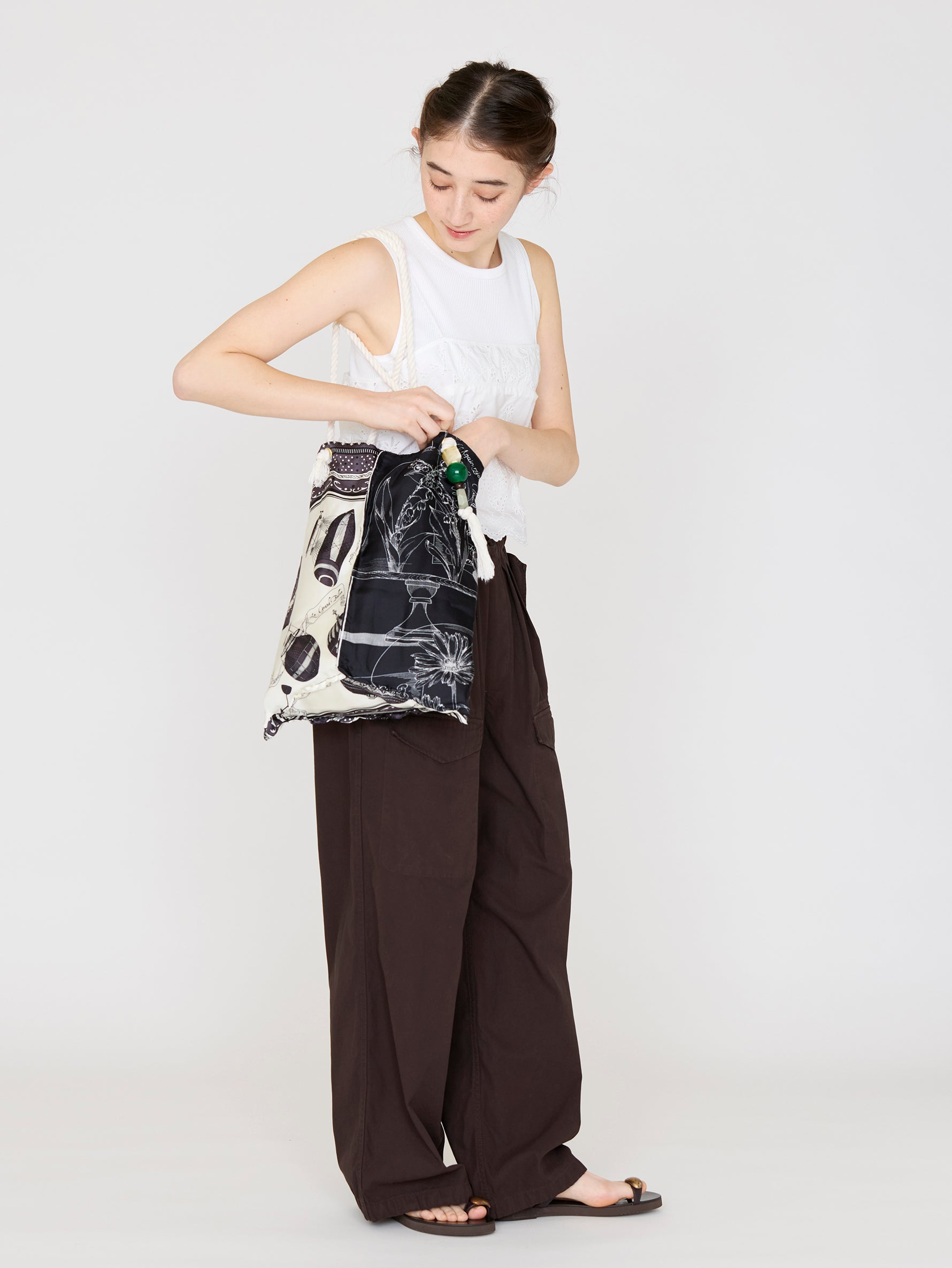 manipuri | ＜ロープリバーシブルプリントトートバッグL＞ガラスドームフラワー 0161252211