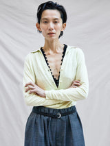 MAYDI | CONEXION Flower crochet stich w/buttons Bra Top(For Women)