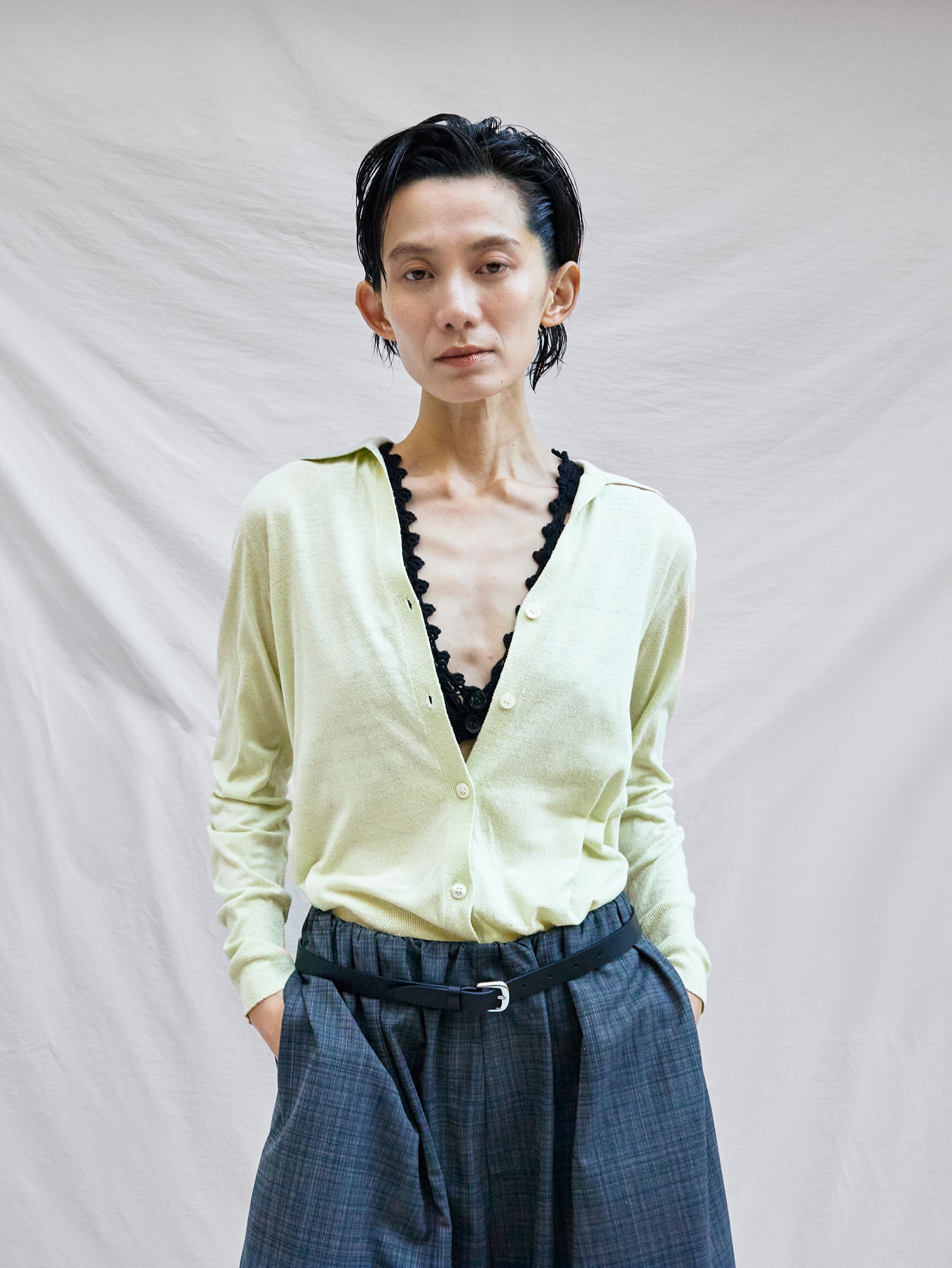 BATONER | REVIVAL SOFT SILK POLO CARDIGAN BN-26SL-034 – H+HELIOTROPE