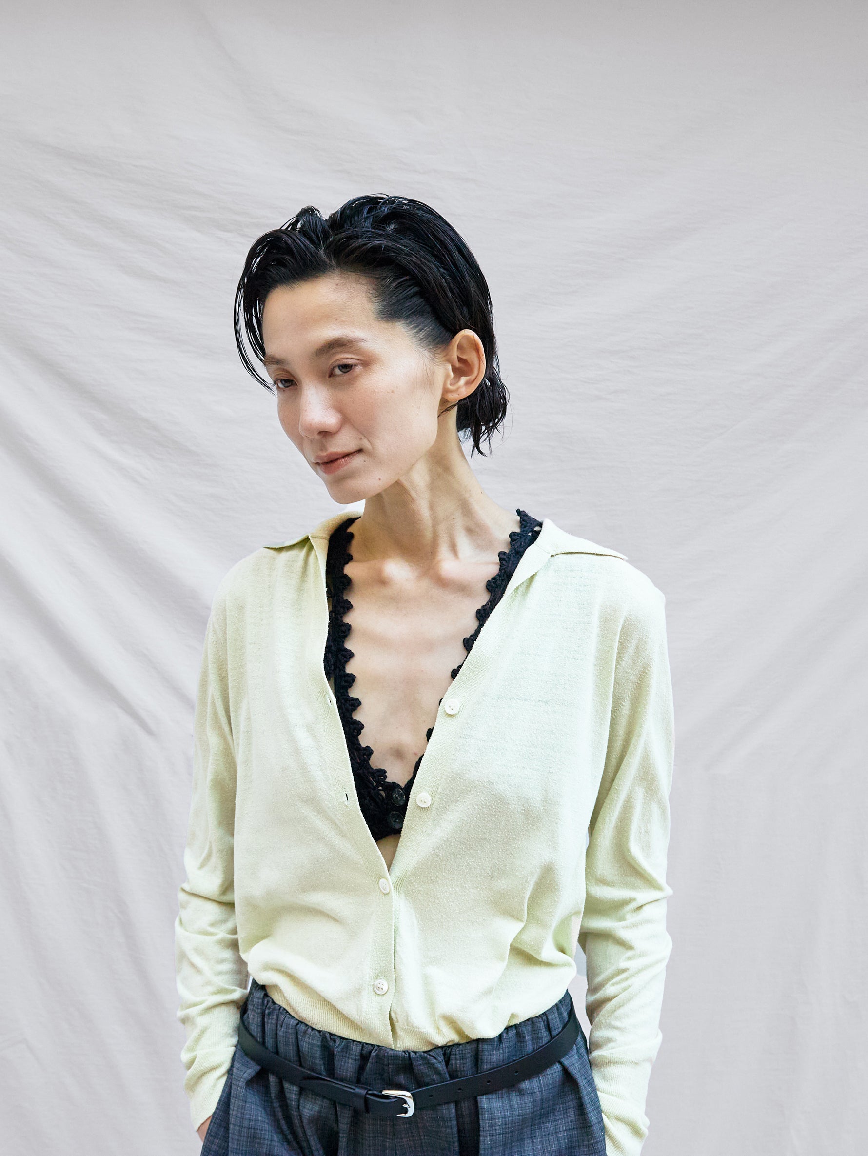 BATONER | REVIVAL SOFT SILK POLO CARDIGAN BN-26SL-034