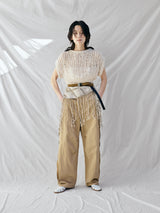 MAYDI | ENTRELAZADO Honeycomb net stitch ribbed neck and hem Top(For Women)