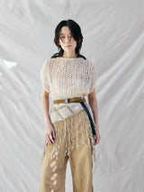 MAYDI | ENTRELAZADO Honeycomb net stitch ribbed neck and hem Top(For Women)