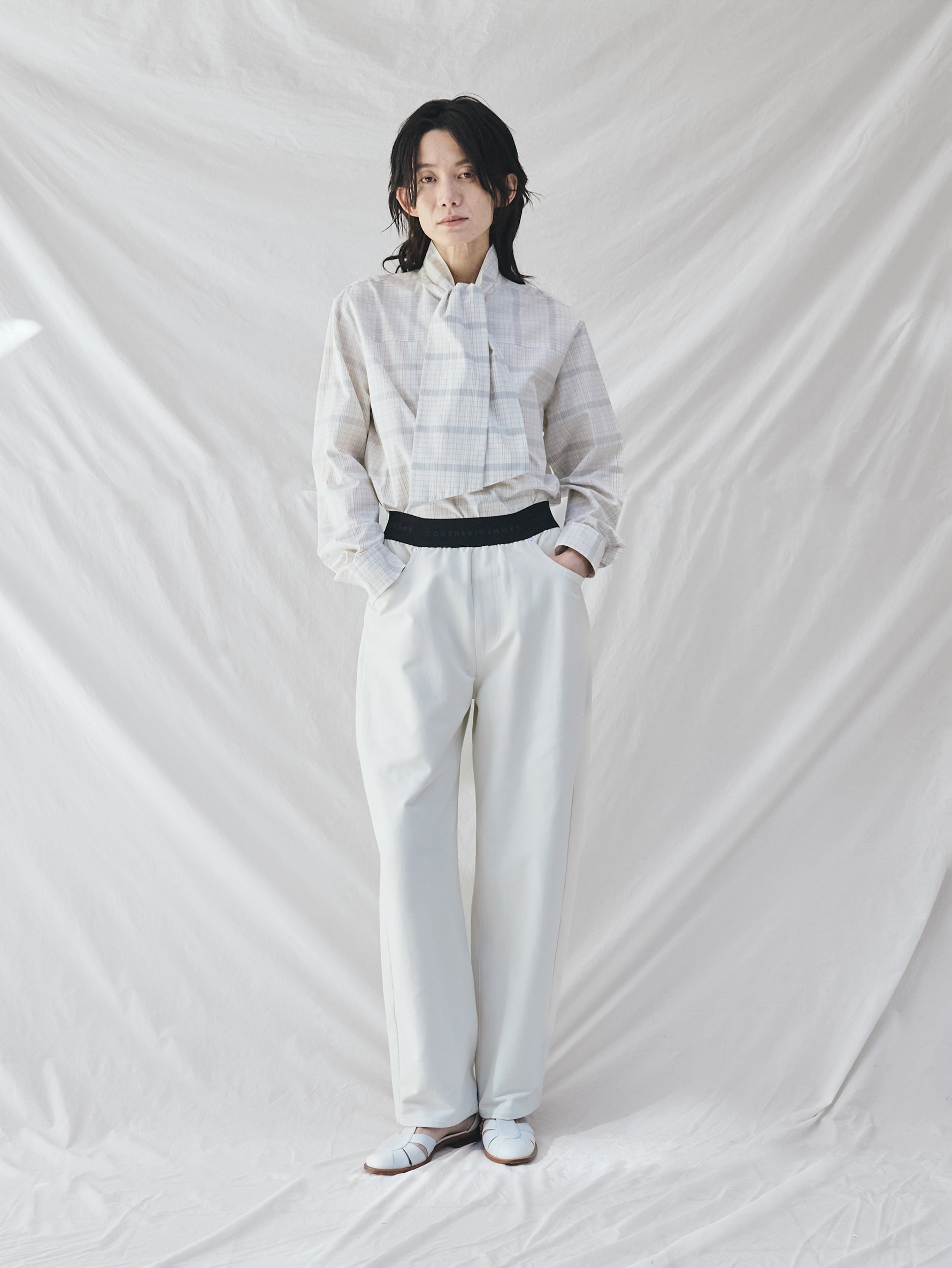 BOWTE | FINX COTTON GRID GRAPH CHECK BOW BLOUSE 261-01-0002
