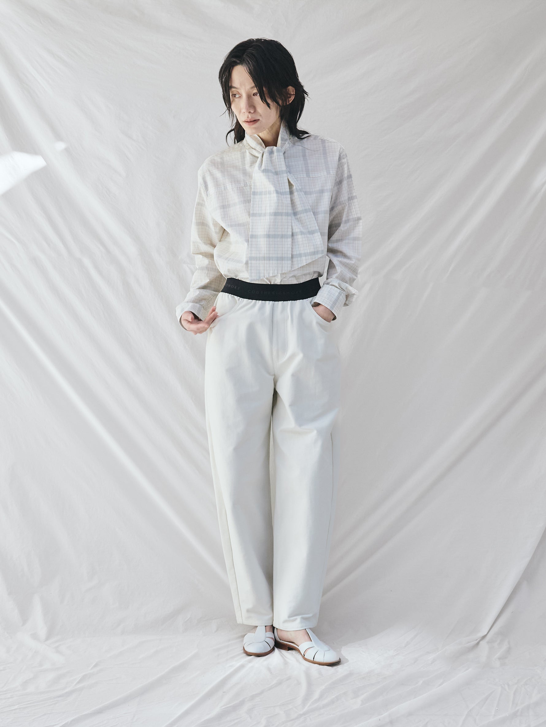 BOWTE | FINX COTTON GRID GRAPH CHECK BOW BLOUSE 261-01-0002