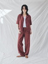 BOWTE | COTTON LINEN BOILE PIECE DYED OPEN COLLAR SHIRTS 261-01-0005