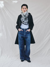 【予約商品】manipuri |  ＜別注 コットンシルクストール120＞メドウバンダナ white×NAVY 0161333801