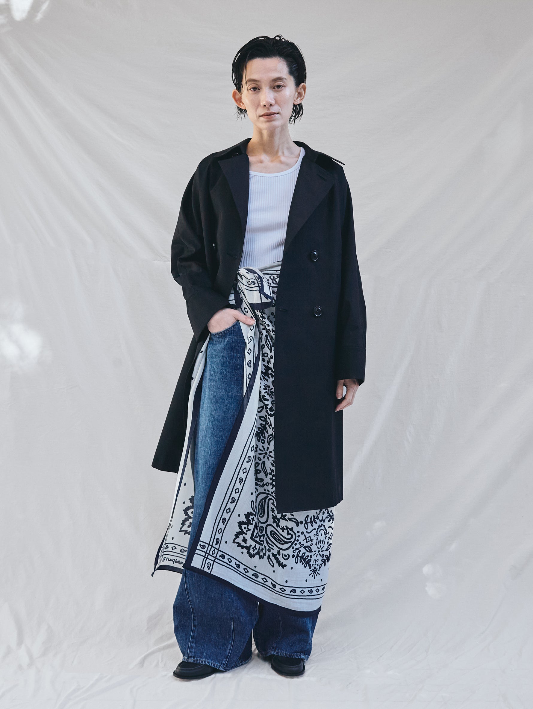 manipuri | ＜別注 コットンシルクストール＞メドウバンダナ white