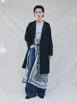 【予約商品】manipuri |  ＜別注 コットンシルクストール120＞メドウバンダナ white×NAVY 0161333801