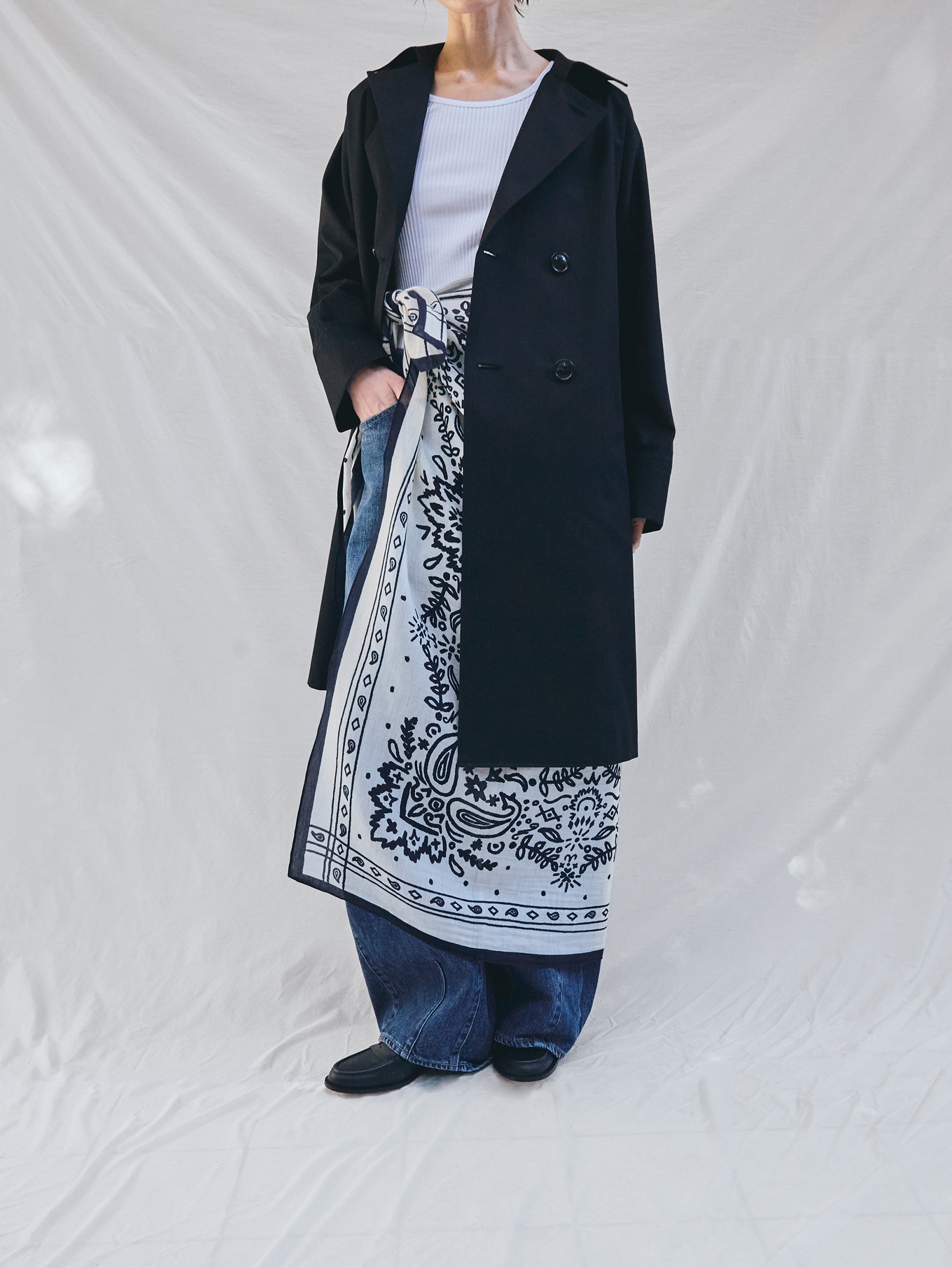 manipuri | ＜別注 コットンシルクストール＞メドウバンダナ white