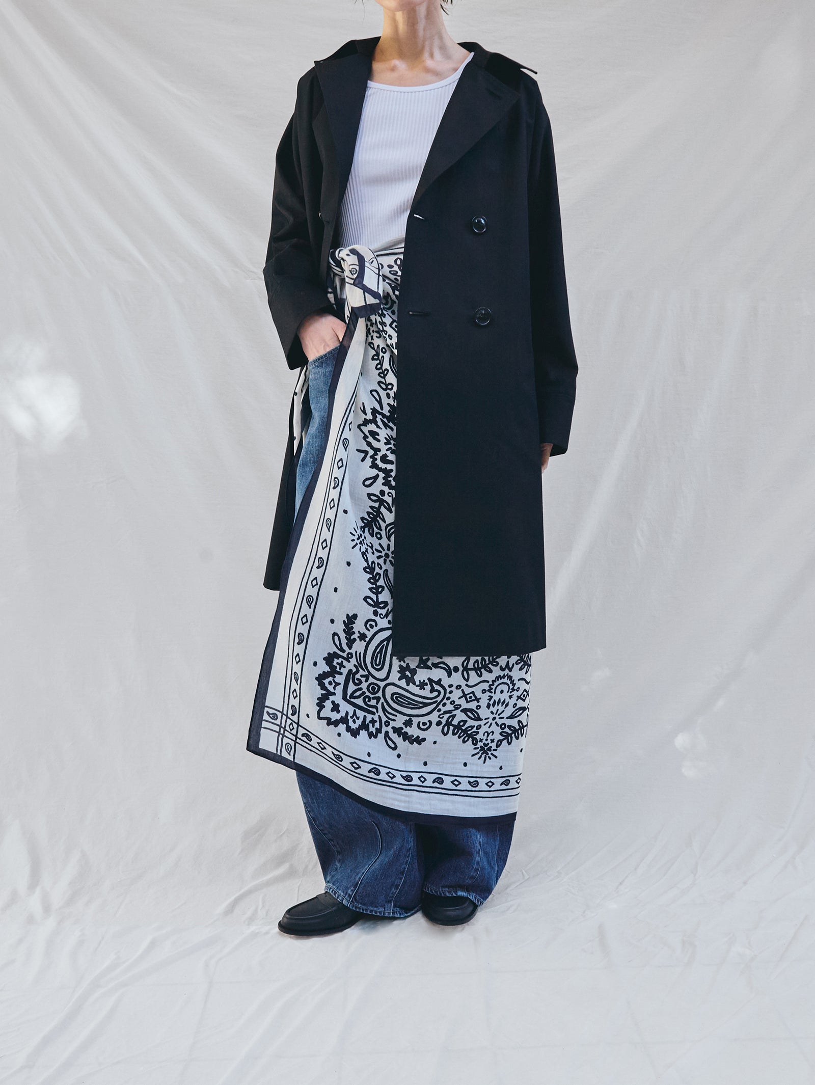 manipuri | ＜別注 コットンシルクストール＞メドウバンダナ white