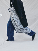 【予約商品】manipuri |  ＜別注 コットンシルクストール120＞メドウバンダナ white×NAVY 0161333801