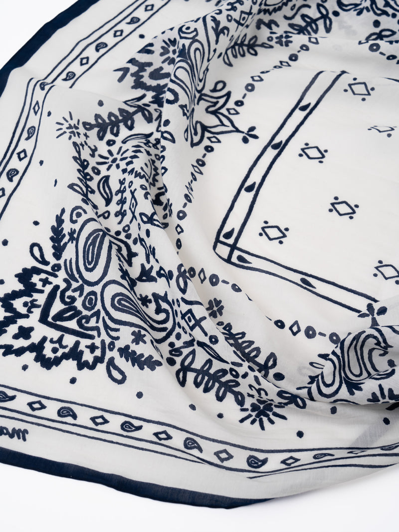 manipuri | ＜別注 コットンシルクストール＞メドウバンダナ white