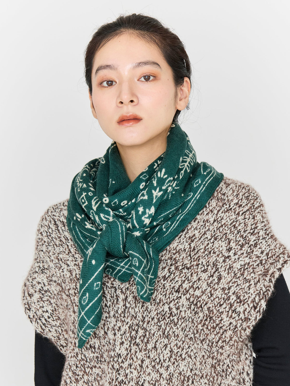 manipuri | ＜ウールシルクストールヘリンボーン織120＞メドウバンダナ 0163333013