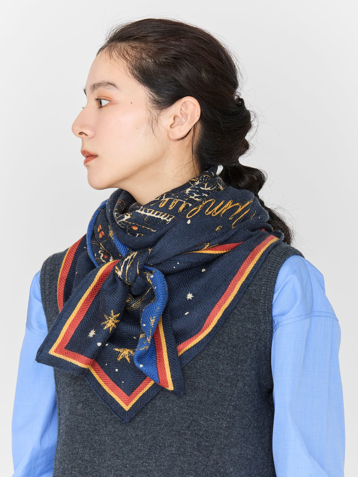 manipuri | ＜ウールシルクストールヘリンボーン織120＞ゴールデンナイト 0163333002