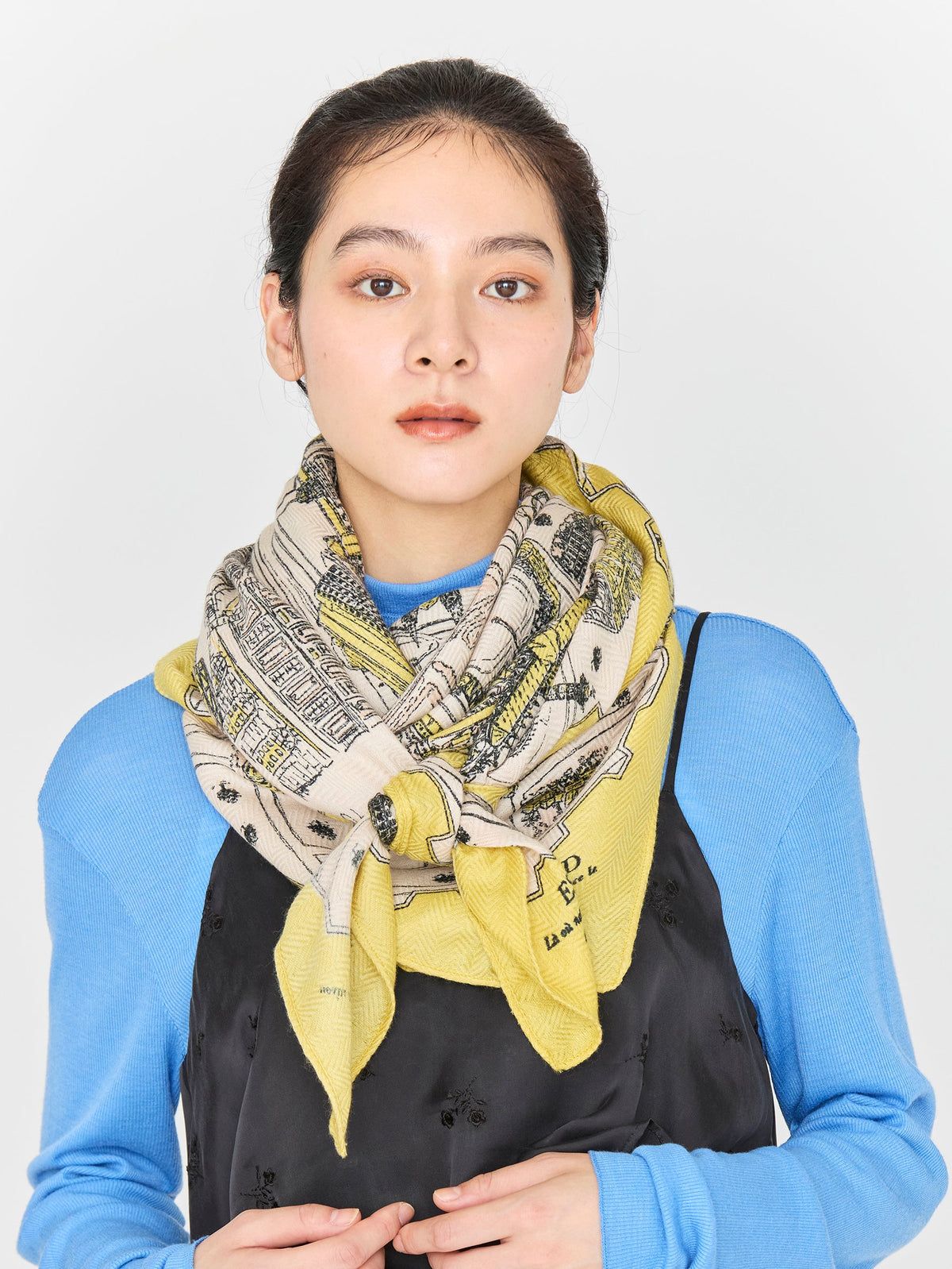 manipuri | ＜ウールシルクストールヘリンボーン織120＞ヴォヤージュ・ア・パリ 0163333008