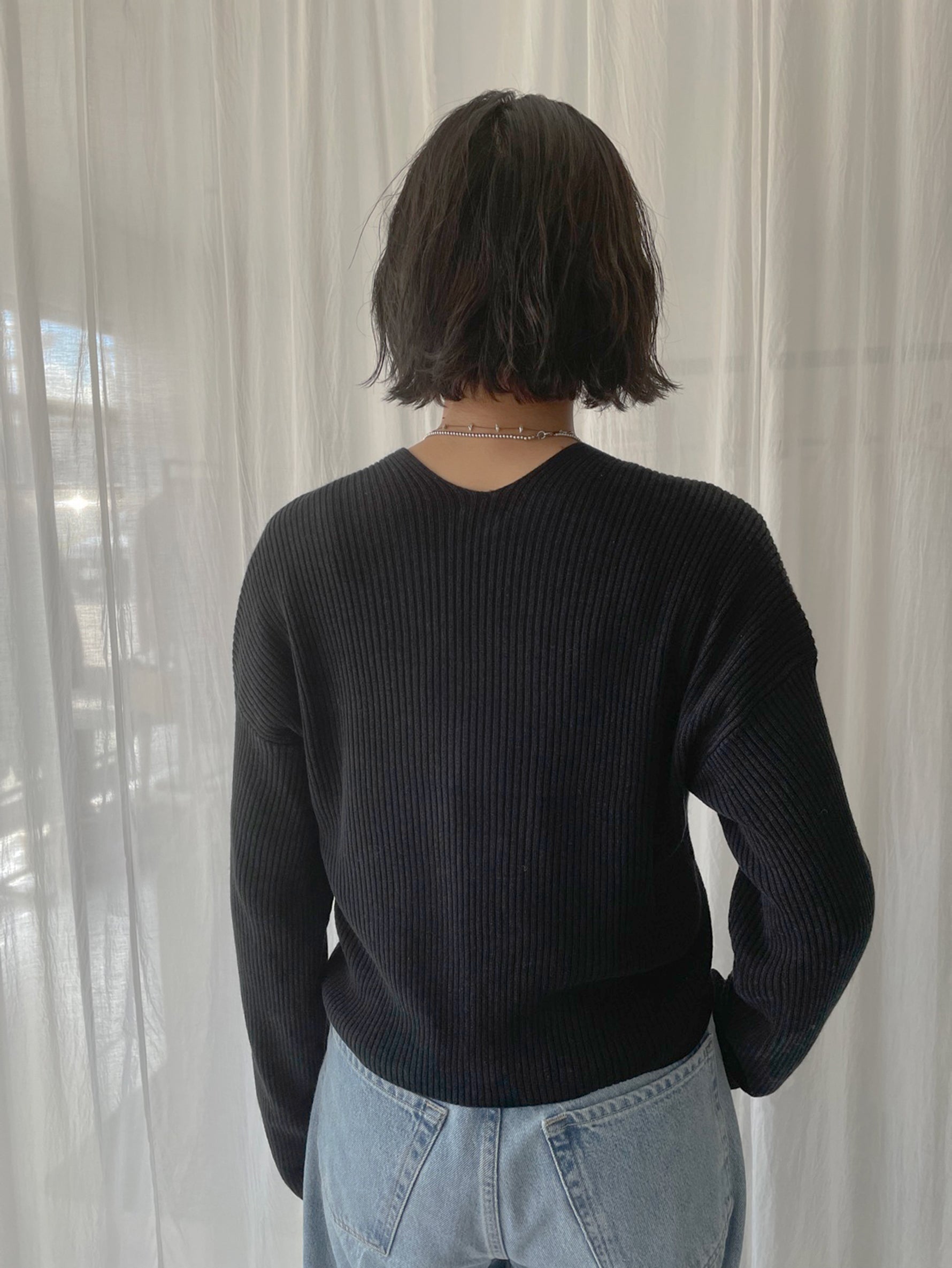 SEEALL | シルクカシミヤリブクロスセーター