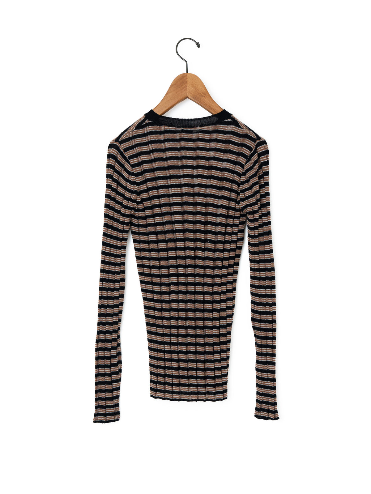 BATONER | SOLID WOOL WIDE RIB BORDERCREW NECK BN-26FL-019